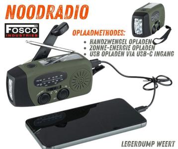 Fosco Noodradio met USB, Zwengel en Zonne-energie beschikbaar voor biedingen