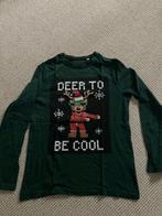 Kerst shirt, groen met rendier print, 158-164, Ophalen of Verzenden, Zo goed als nieuw, Jongen, Shirt of Longsleeve