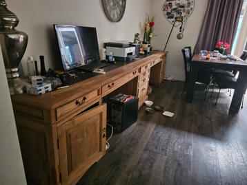 Dubbel burea teakhout met de hand gemaakt beschikbaar voor biedingen