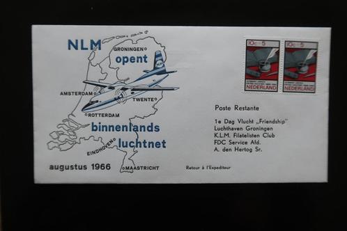 1e Dagvlucht Friendship binnenlands luchtnet 1966, Postzegels en Munten, Brieven en Enveloppen | Nederland, Envelop, Ophalen of Verzenden
