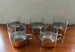 5 theeglazen stalen/chroom houder vintage, Verzamelen, Ophalen of Verzenden, Gebruikt, Overige typen