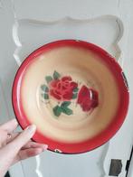 ♥️️Prachtige vintage emaille schaal met rozen, Ophalen of Verzenden