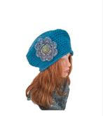Handgemaakte Gehaakte Baret met Bloem, Maat 38/40 (M), Nieuw, Ophalen of Verzenden, Handgemaakt