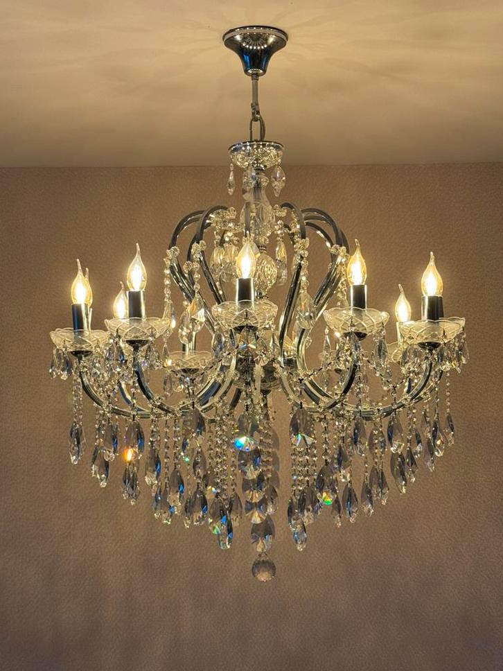 Kristallen kroonluchter, Huis en Inrichting, Lampen | Kroonluchters, Zo goed als nieuw, Ophalen