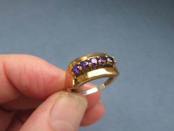 Ring met 4 amethist stenen in 925 karaat zilver - 20e eeuw beschikbaar voor biedingen
