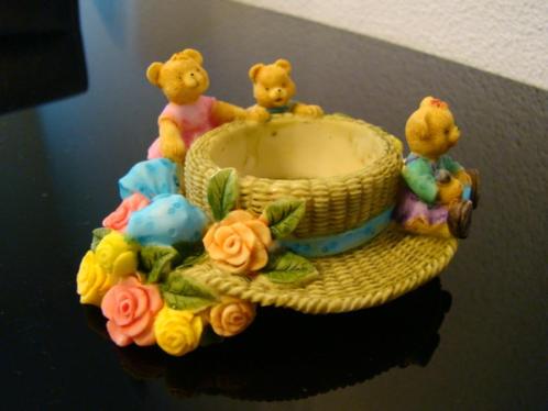 3 waxinelichtjes met beertjes die muziek maken, Verzamelen, Beren en Cherished Teddies, Nieuw, Beeldje, Overige merken, Ophalen of Verzenden