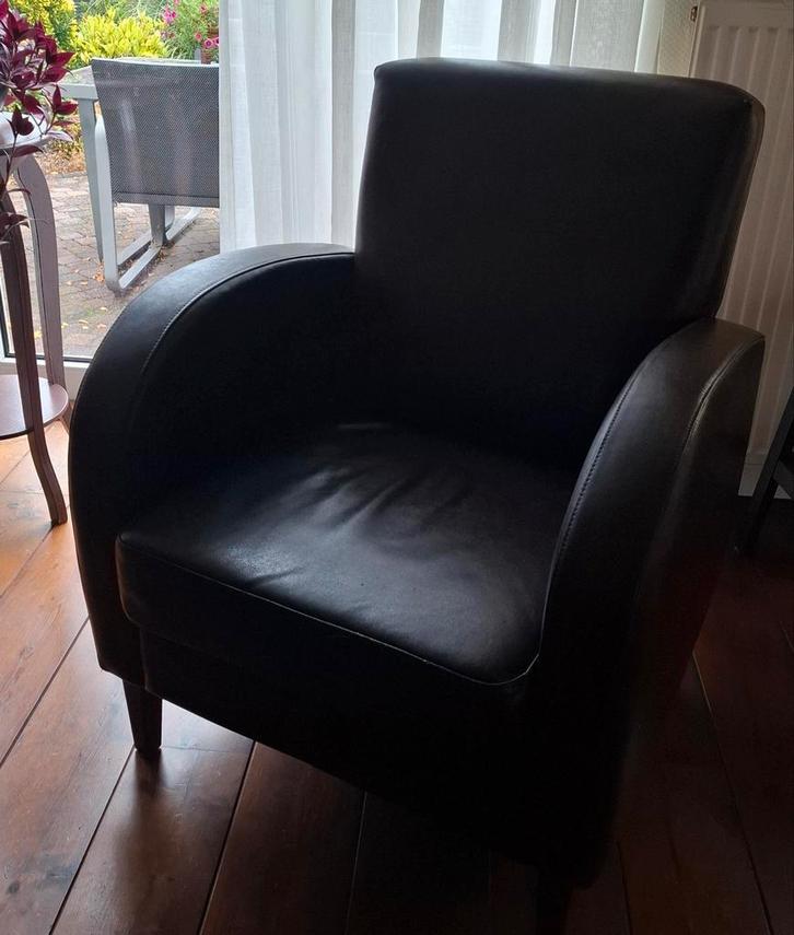 Lederen Fauteuil - Donkerbruin, Huis en Inrichting, Fauteuils, Gebruikt, Leer, 75 tot 100 cm, 75 tot 100 cm, Ophalen