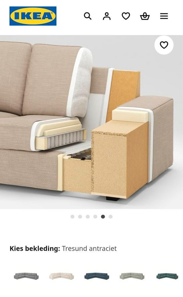 Ikea Kivik hoekbank 4 zits. Antraciet 257x257x95, Huis en Inrichting, Banken | Bankstellen, Gebruikt, 75 tot 100 cm, Ophalen