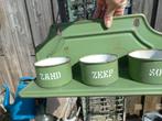 Zand zeep en soda groen emaille compleet met rekje, Ophalen of Verzenden