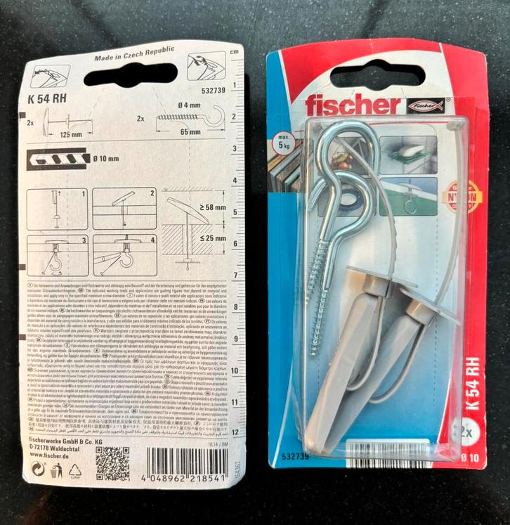 Fischer K54 RH Hollewandplug met haak 2 st nieuw, Doe-het-zelf en Verbouw, Gereedschap | Handgereedschap, Nieuw, Ophalen of Verzenden