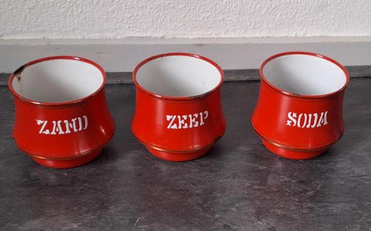 Emaille Zand & Zeep & Soda (rood), Antiek en Kunst, Antiek | Emaille, Ophalen of Verzenden