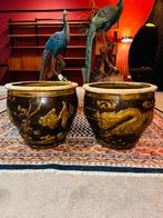 Set van twee grote vintage Chinese cachepotten bloempotten, Ophalen
