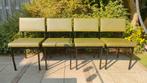 4 vintage eetkamerstoelen design stoelen olijfgroen zwart, Huis en Inrichting, Stoelen, Ophalen, Gebruikt, Zwart