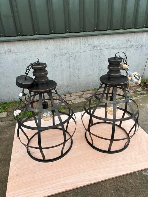 Handgemaakte hanglampen van staal antraciet/brons, Huis en Inrichting, Lampen | Hanglampen, Ophalen