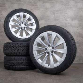 4 velgen+banden Tesla Model X100D, 20 inch., Auto-onderdelen, Banden en Velgen, Banden en Velgen, Winterbanden, 20 inch, 255 mm