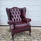 Origineel Engelse Chesterfield fauteuil in rood leer., Huis en Inrichting, Fauteuils, Ophalen, Gebruikt, Chesterfield, Springvale, Delta Chesterfield Collection