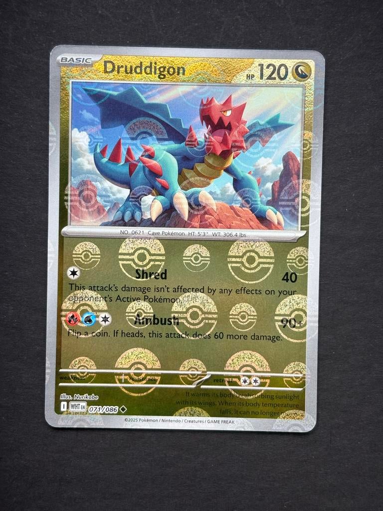 Druddigon [Poke Ball] #71 - Pokemon White Flare, Ophalen of Verzenden, Gebruikt, Losse kaart, Foil