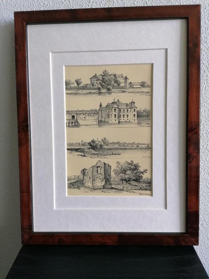 Craandijk Litho Limburg Asselt Hillenraad Oubborg 1880 (9), Antiek en Kunst, Kunst | Litho's en Zeefdrukken, Ophalen of Verzenden