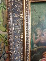 UNIEKE OUDE OLIEOGRAFI OP PANEEL MYTHOLOGISCH FIGUREN 50X40, Verzenden