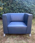 Vintage lederen fauteuil, Ophalen, Gebruikt, 75 tot 100 cm, 50 tot 75 cm