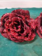 kunstrozen met klem groot rood glitters, Huis en Inrichting, Ophalen of Verzenden