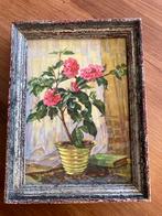 Oud Kitsch Schilderijtje met Bloemen, Ophalen of Verzenden