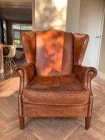 Oorfauteuil cognac vintage, Ophalen, Gebruikt, 75 tot 100 cm, 100 tot 125 cm