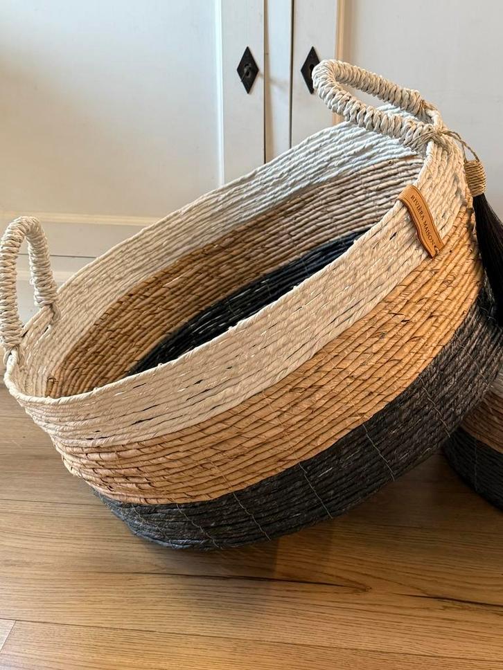 Riviera Maison Semarang Manden Set, Huis en Inrichting, Woonaccessoires | Schalen en Manden, Zo goed als nieuw, Mand, Ovaal, Riet
