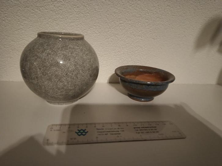 Craquelé bolvaas en kom keramiek wellicht Japan, China, Antiek en Kunst, Antiek | Keramiek en Aardewerk, Ophalen of Verzenden