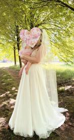 Romantische trouwjurk te koop – maat S, Ophalen, Zo goed als nieuw, Wit, Trouwjurk