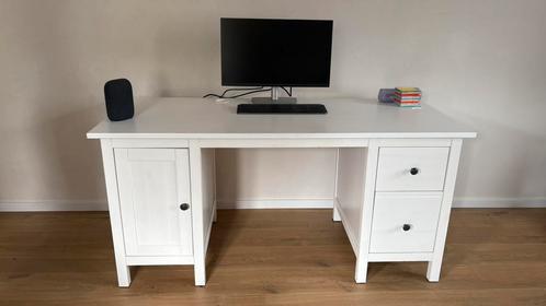 IKEA Hemnes bureau, wit gebeitst, 155x65 cm, Huis en Inrichting, Bureaus, Gebruikt, Bureau, Ophalen