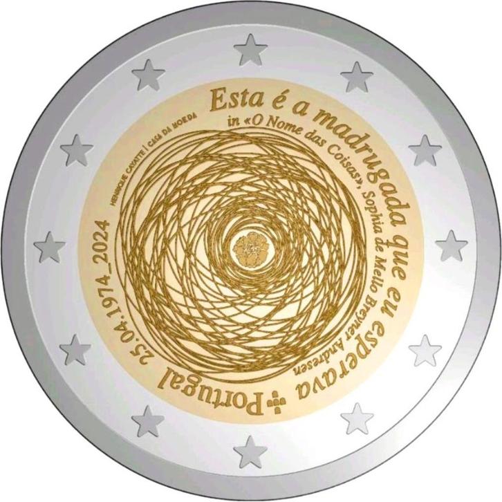 2 euro Portugal 2024 - 50 jaar Anjerrevolutie (UNC), Postzegels en Munten, Munten | Europa | Euromunten, Losse munt, 2 euro, Portugal