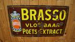 Antiek emaille Brasso Reclamebord Vloeibaar Poets Extract 19, Ophalen of Verzenden, Gebruikt, Reclamebord