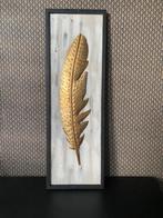 Kunstwerk 90 x 30 cm metaal gouden veer      , Antiek en Kunst, Kunst | Schilderijen | Klassiek, Ophalen of Verzenden