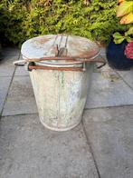 Oude ijzeren vuilnisbak / plantenbak, Gebruikt, 50 tot 75 cm, 40 liter of meer, Ophalen of Verzenden