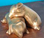 Sleeping Pigs. Massief messing.  Ca 1970. 12/11 cm., Ophalen, Zo goed als nieuw, Boerderijdier, Beeldje of Figuurtje