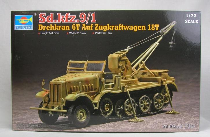 Trumpeter 7251: Sd.Kfz 9/1 halftrack + kraan opbouw - 1:72., Hobby en Vrije tijd, Modelbouw | Auto's en Voertuigen, Nieuw, 1:50 of kleiner