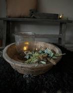 Oud houten olijfbak met ijzeren details, Ophalen of Verzenden, Zo goed als nieuw, Rond, Hout