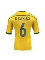 Roberto Carlos gesigneerd Brazilië 1998 gesigneerd shirt, Buitenlandse clubs, Soccersignings.nl, Shirt, Ophalen of Verzenden