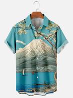Berg met meer overhemd (heren mannen natuur shirt zomer), Verzenden, Nieuw, Blauw