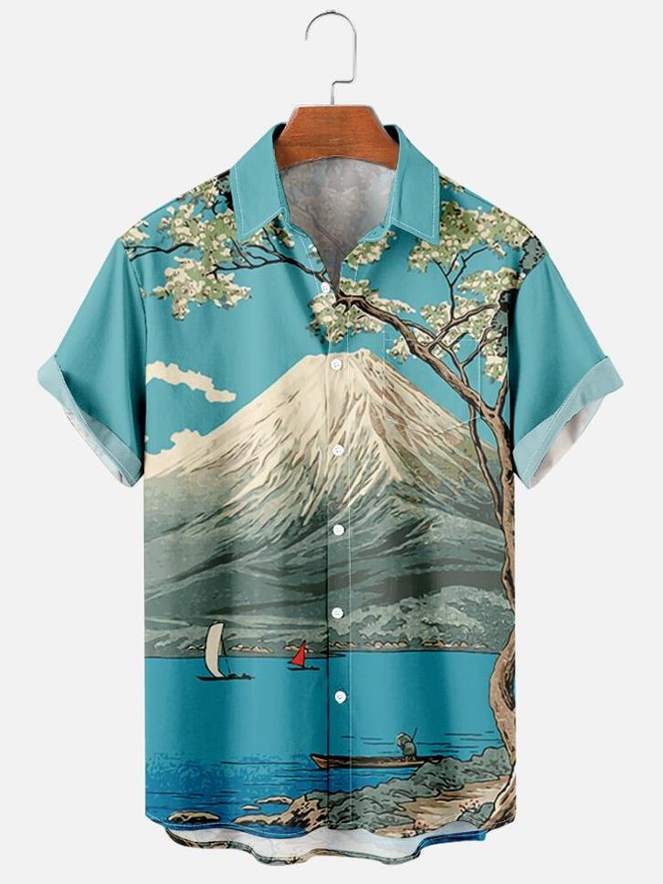 Berg met meer overhemd (heren mannen natuur shirt zomer), Kleding | Heren, Overhemden, Nieuw, Blauw, Verzenden