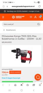 Milwaukee breekhamer k700s, Doe-het-zelf en Verbouw, Ophalen of Verzenden, Zo goed als nieuw, 600 watt of meer, Boor- en/of Breekhamer