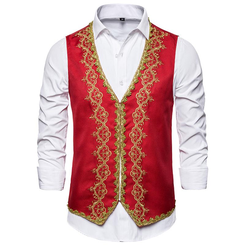 Rood barok heren gilet giletje oosters klassiek victoriaans, Verzenden, Nieuw, Overige maten, Kleding