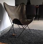 Vlinderstoel, Gebruikt, Bruin, Leer, Ophalen of Verzenden