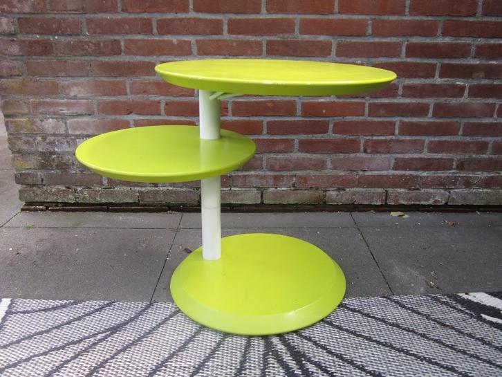 Retro tafeltje jaren 70 stijl, Huis en Inrichting, Tafels | Bijzettafels, Gebruikt, Rond, 45 tot 60 cm, Minder dan 55 cm, Hout
