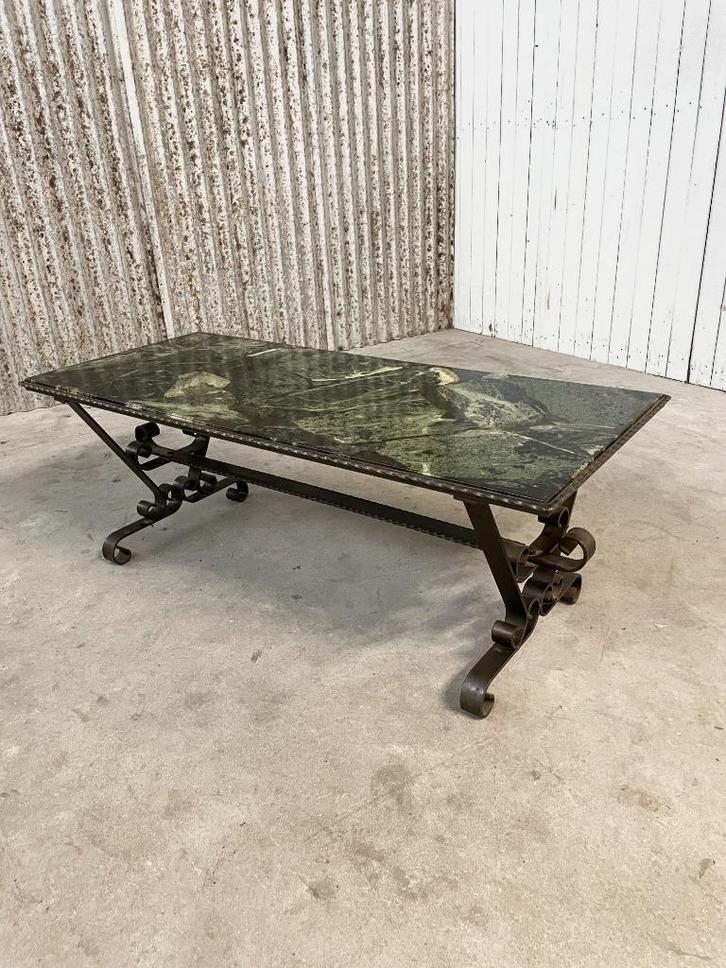 Vintage Salontafel Marmer en gedraaid smeedijzer, Antiek en Kunst, Antiek | Meubels | Tafels, Ophalen