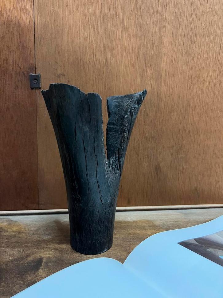 Brutalistisch kunstobject van zwart hout | Uniek stuk, Antiek en Kunst, Antiek | Vazen, Ophalen of Verzenden
