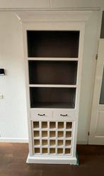 Witte wijnkast/boekenkast met lades en planken, Antiek en Kunst, Ophalen