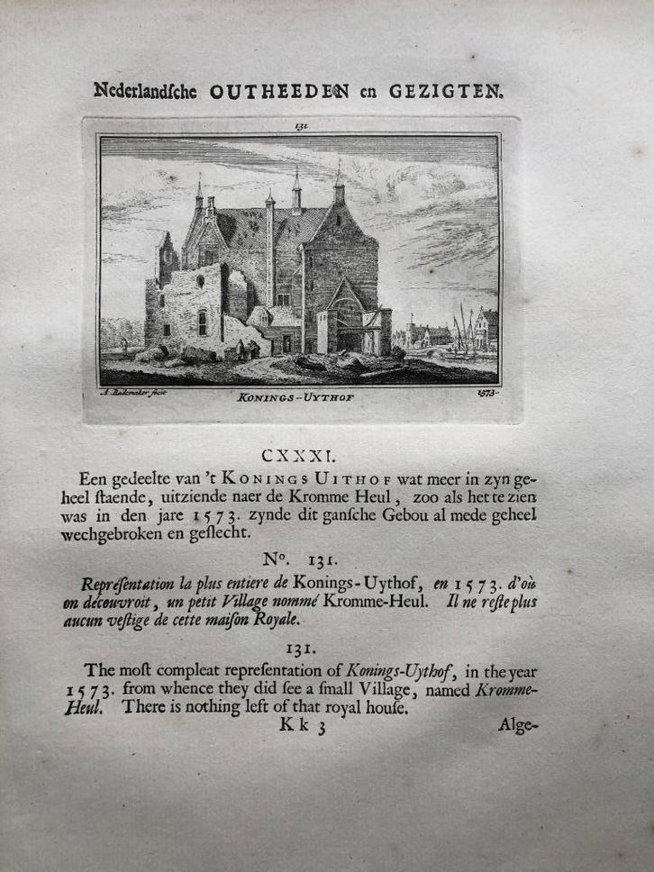 131 / Delft Konings Uithof Kopergravure 1732, Antiek en Kunst, Kunst | Etsen en Gravures, Ophalen of Verzenden