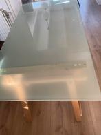 Bureau / tafel met glasplaat, Huis en Inrichting, Bureaus, Ophalen, In hoogte verstelbaar, Gebruikt, Bureau